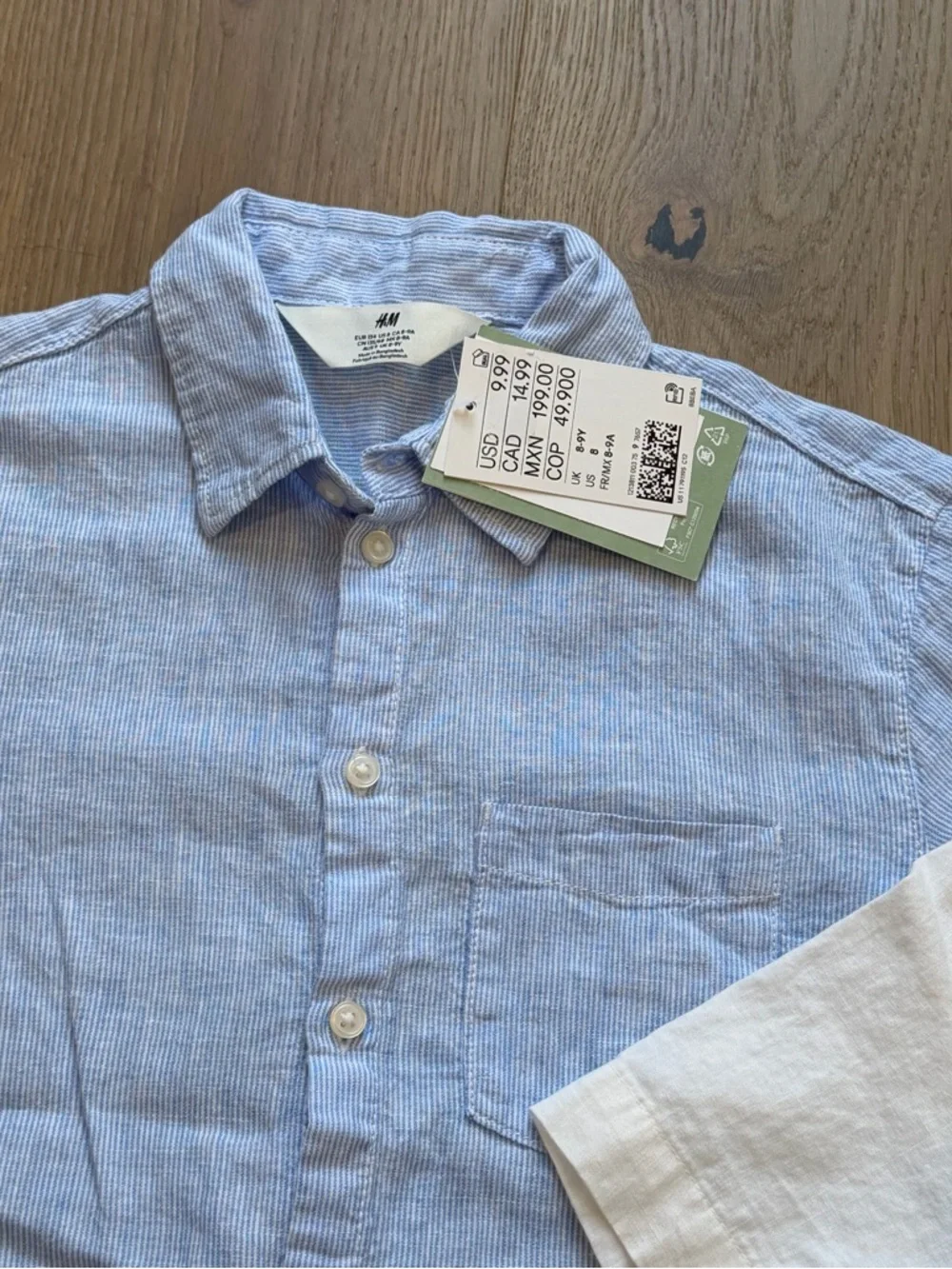 Boys size 8 linen blend short sleeve shirts, H&M and Old Navy lot